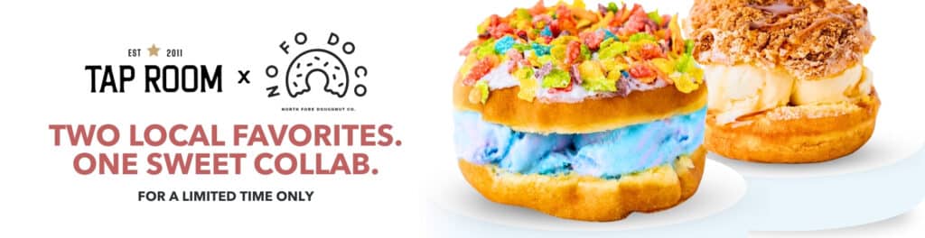 a donut with ice cream and fruity topping