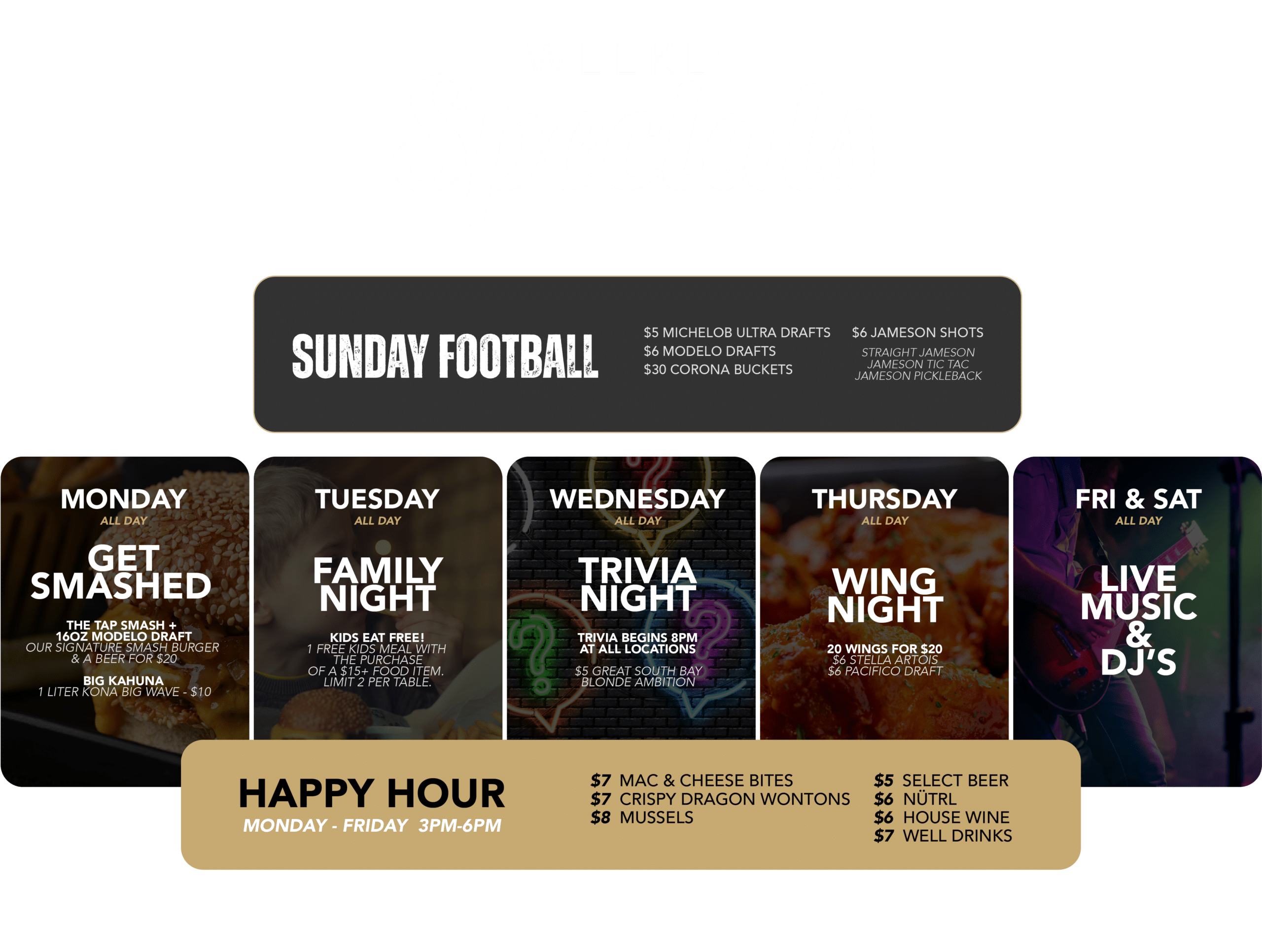 Tap Room Weekly Specials